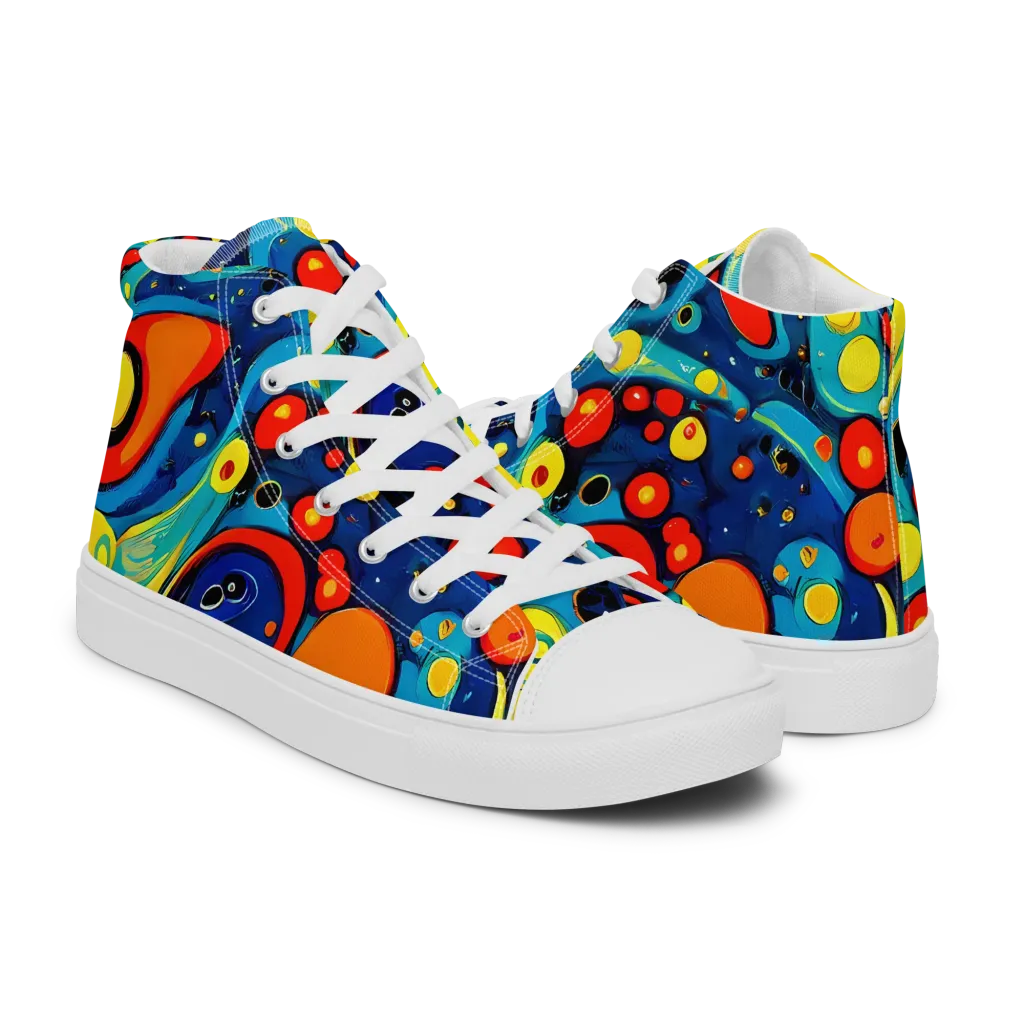 Vivid Amoeba on Women's High Top Canvas Shoes — Right