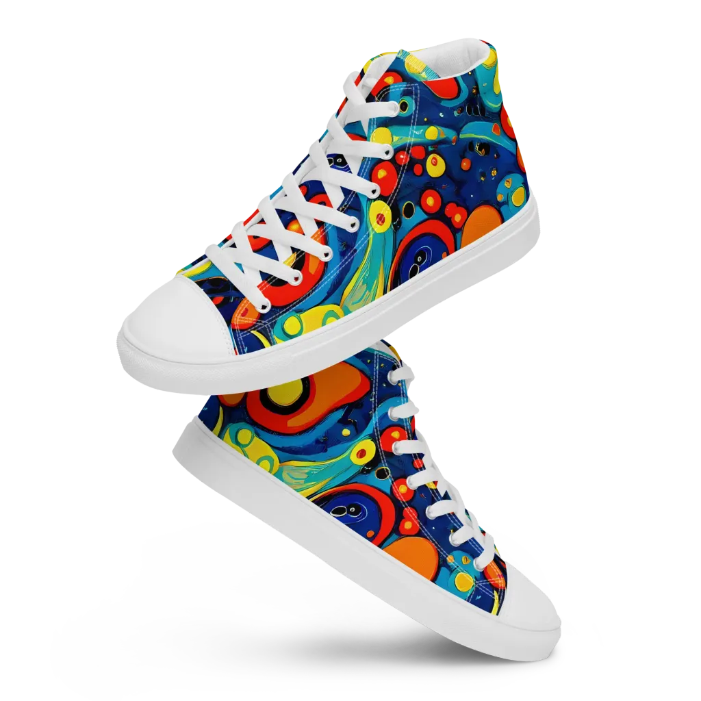 Vivid Amoeba on Women's High Top Canvas Shoes — Front