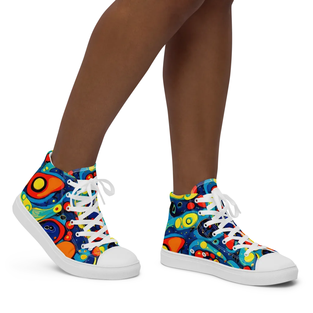 Vivid Amoeba on Women's High Top Canvas Shoes — Right