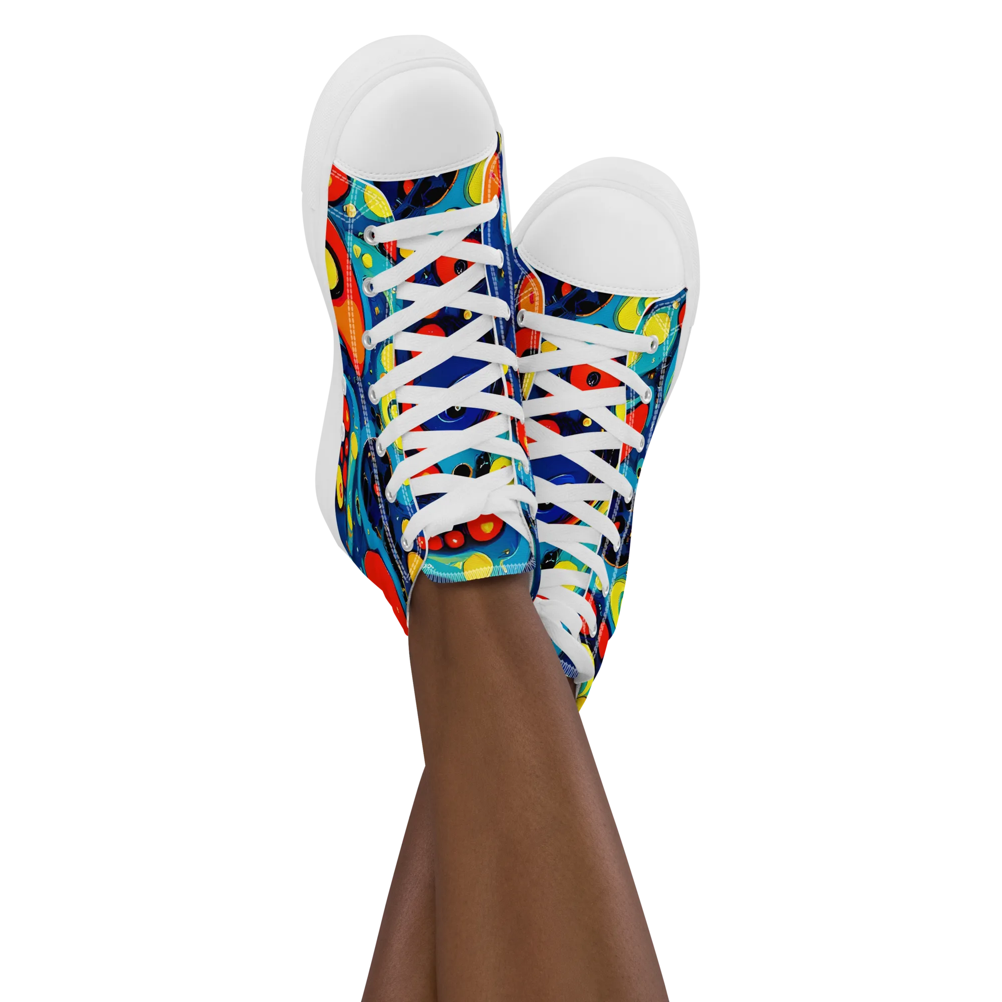 Vivid Amoeba on Women's High Top Canvas Shoes — Front