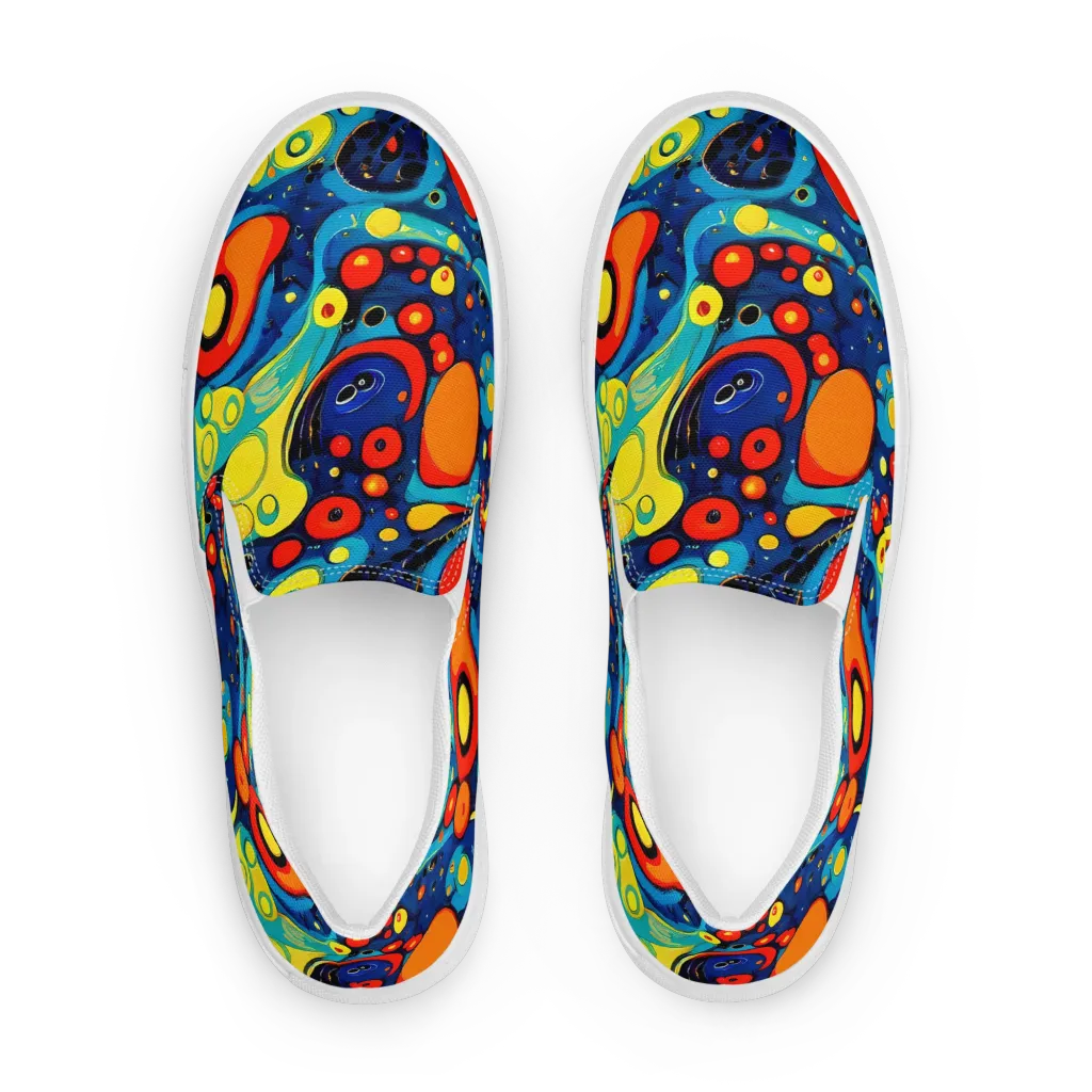 Vivid Amoeba on Men's Slip-On Canvas Shoes — Front