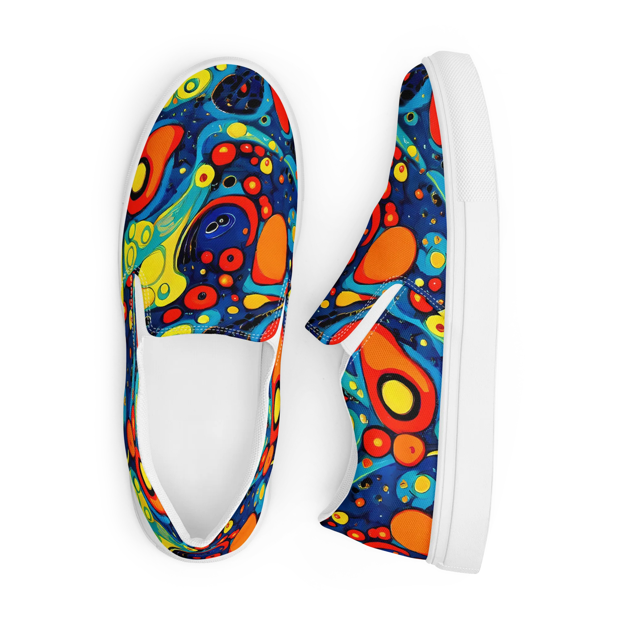 Vivid Amoeba on Men's Slip-On Canvas Shoes — Front