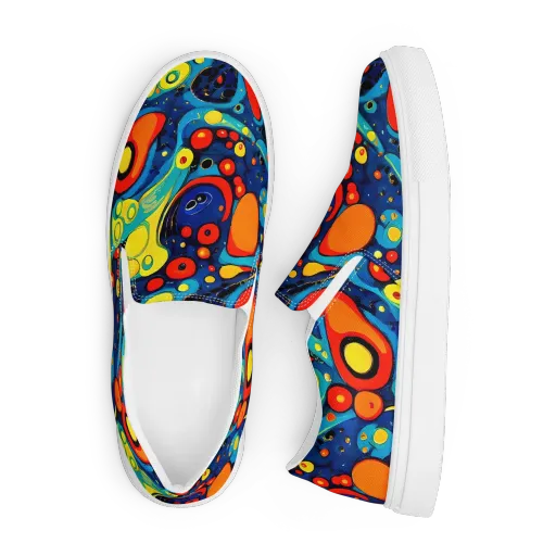 Vivid Amoeba on a Men's Slip-On Canvas Shoes