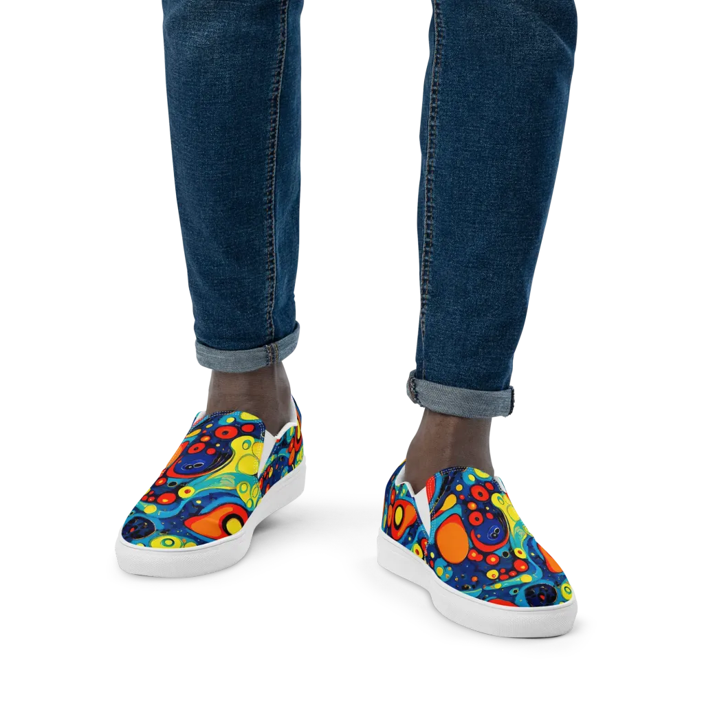Vivid Amoeba on Men's Slip-On Canvas Shoes — Front