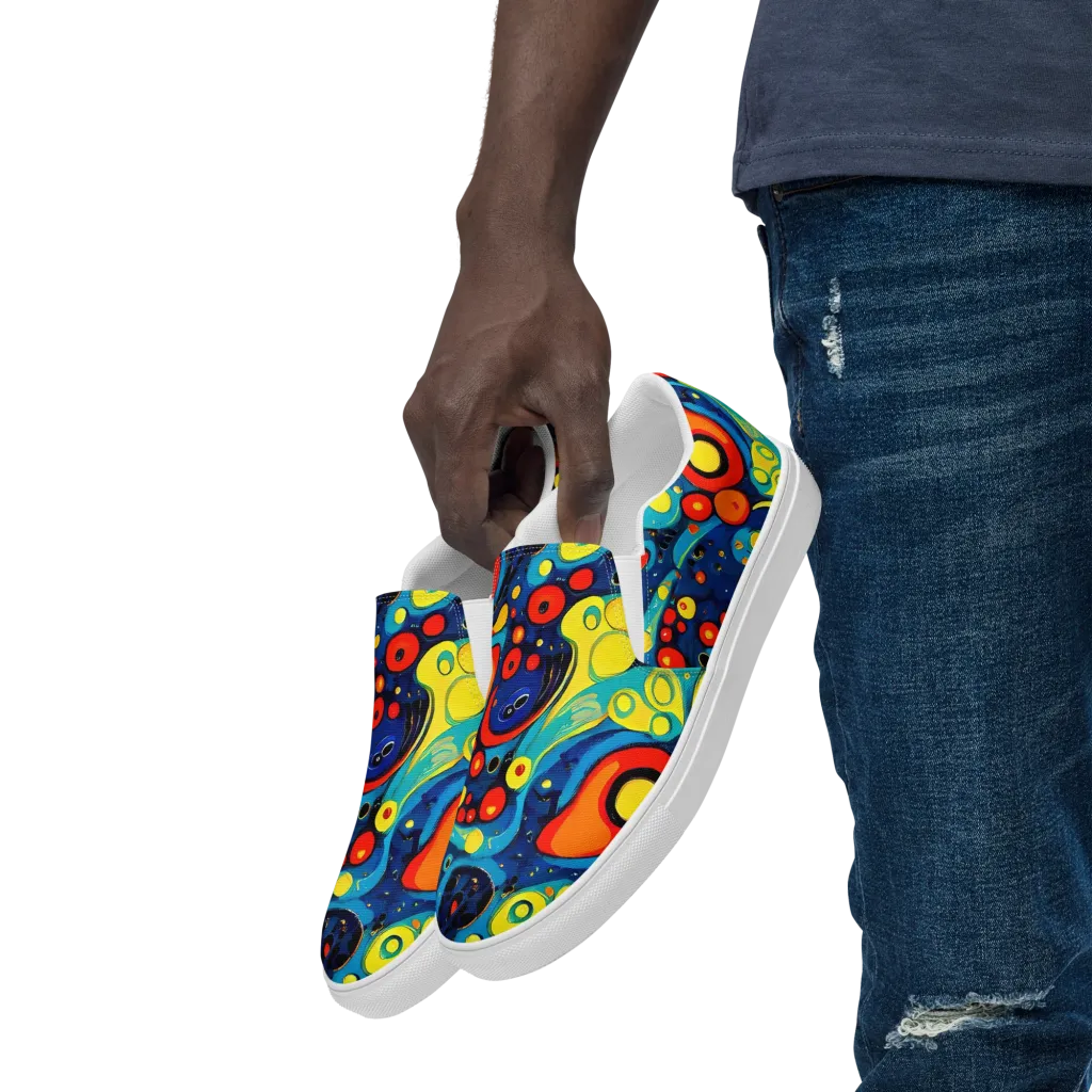 Vivid Amoeba on Men's Slip-On Canvas Shoes — Left Front