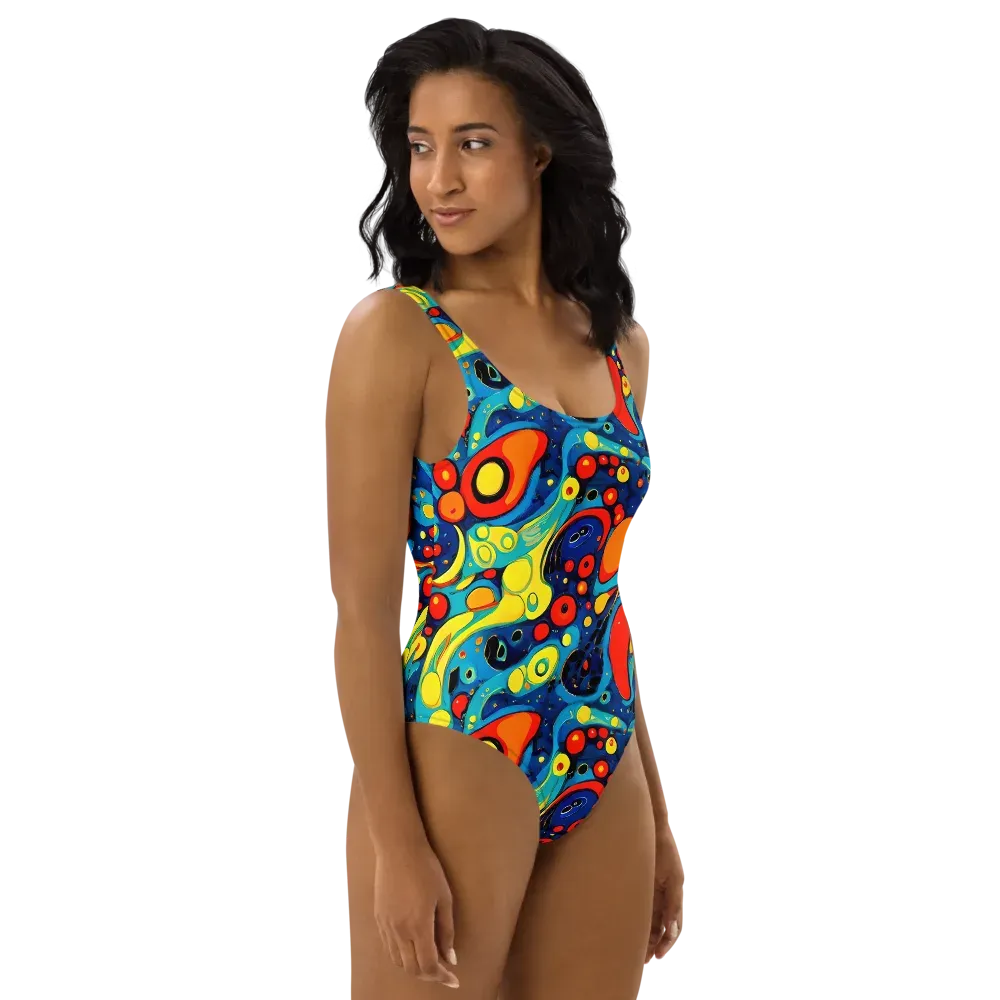 Vivid Amoeba on One-Piece Swimsuit — Right