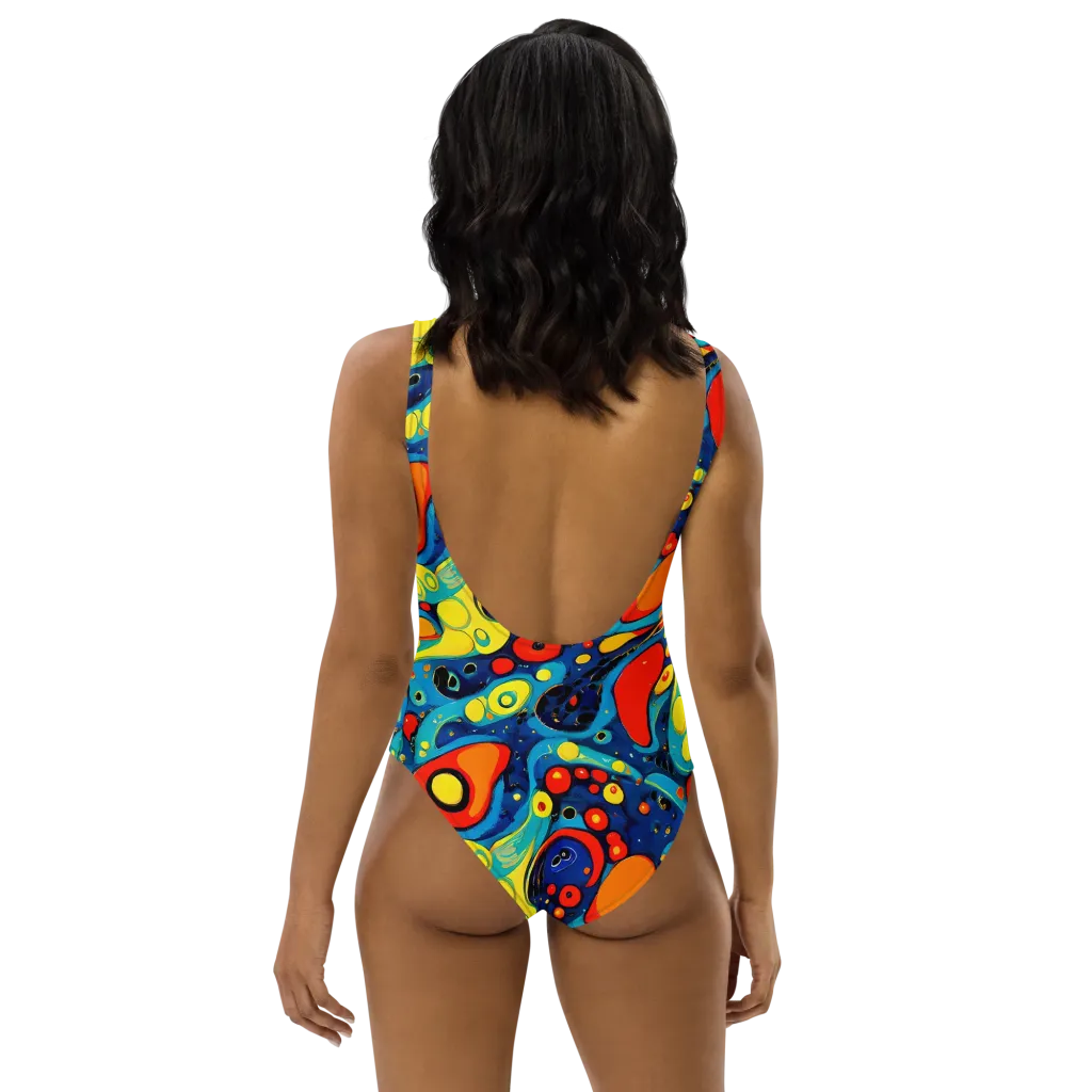 Vivid Amoeba on One-Piece Swimsuit — Back