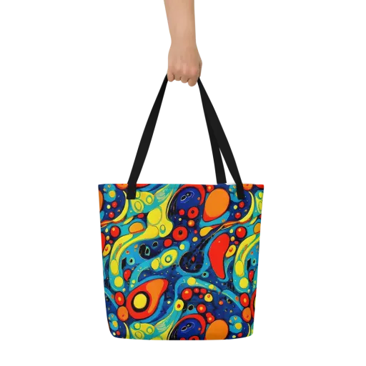 Vivid Amoeba on a Large Tote Bag W/ Pocket