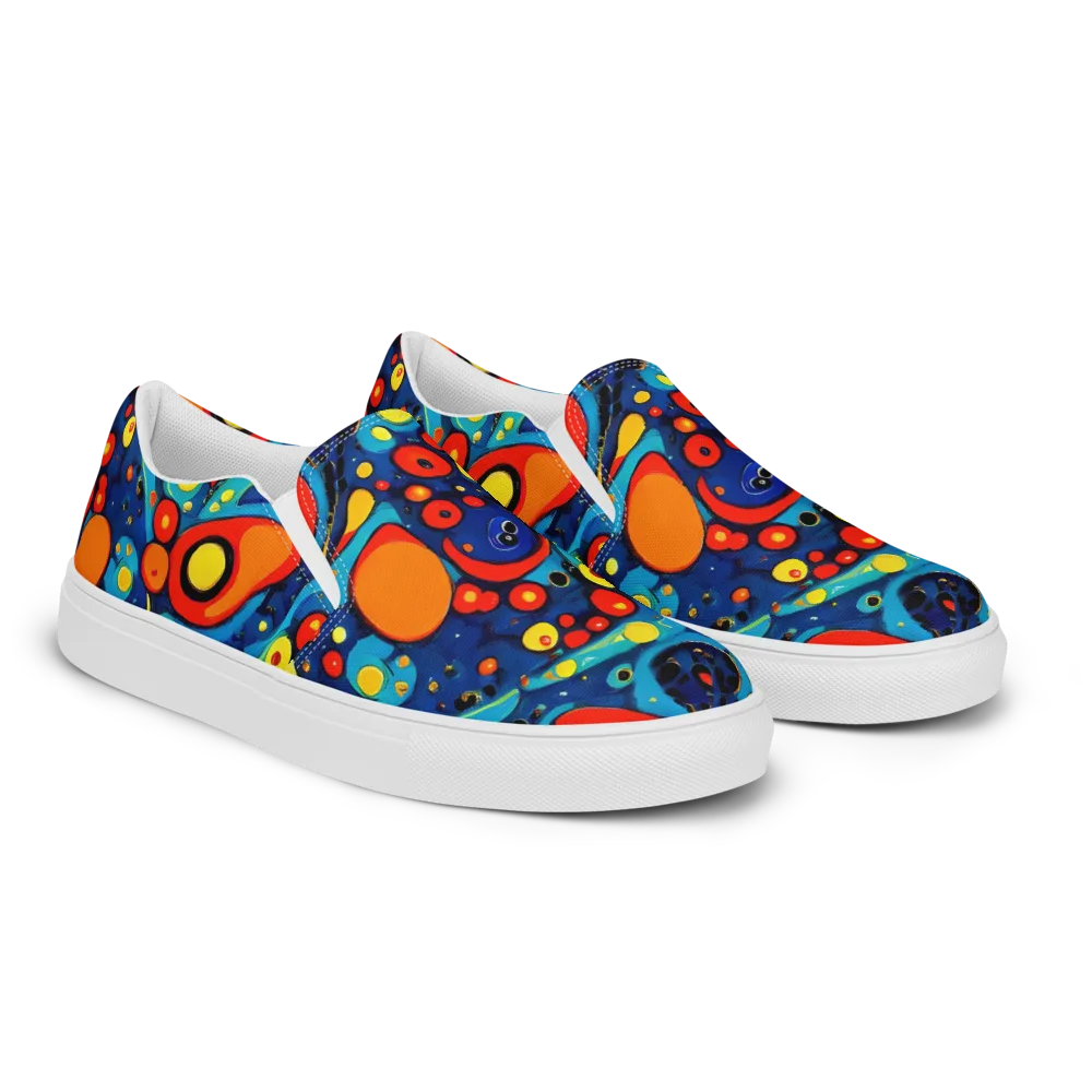 Vivid Amoeba on Women's Slip-On Canvas Shoes — Right Front