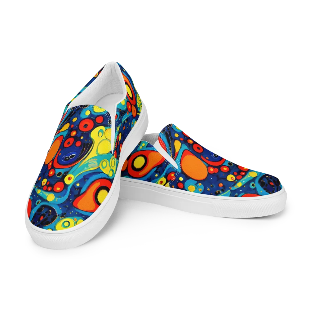 Vivid Amoeba on Women's Slip-On Canvas Shoes — Left Front
