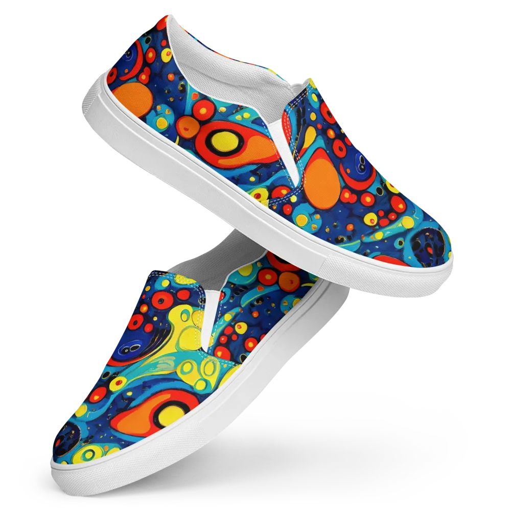 Vivid Amoeba on Women's Slip-On Canvas Shoes — Front