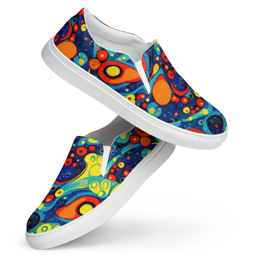 Vivid Amoeba on a Women's Slip-On Canvas Shoes