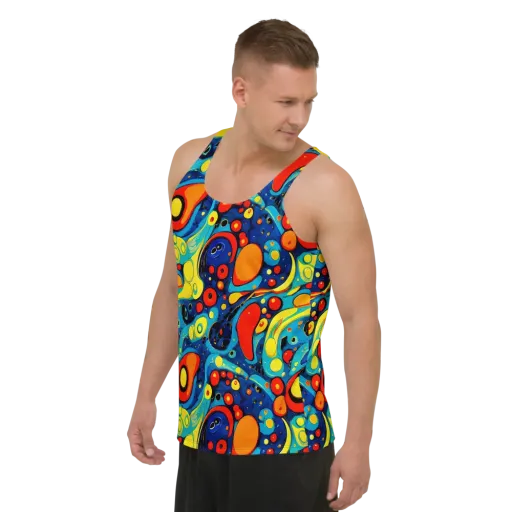 Vivid Amoeba on a Men's Tank Top