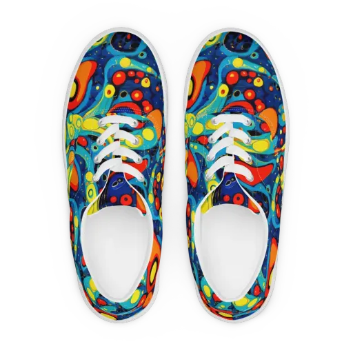 Vivid Amoeba on a Men's Lace-Up Canvas Shoes