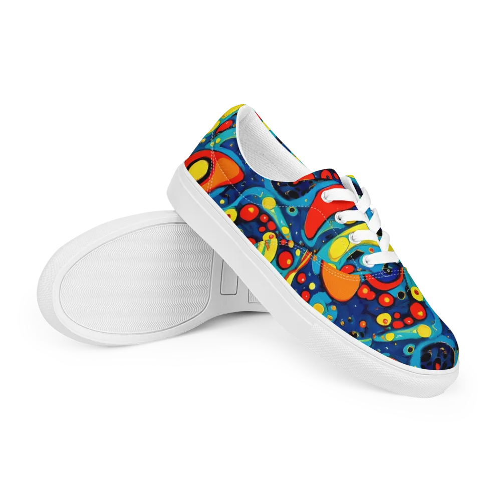 Vivid Amoeba on Men's Lace-Up Canvas Shoes — Right Front