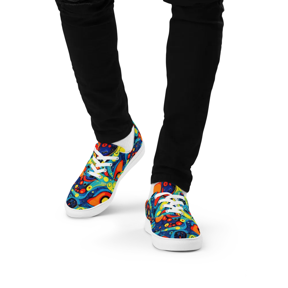 Vivid Amoeba on Men's Lace-Up Canvas Shoes — Front