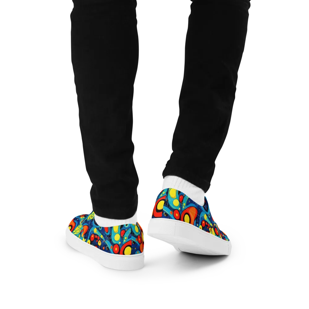 Vivid Amoeba on Men's Lace-Up Canvas Shoes — Back