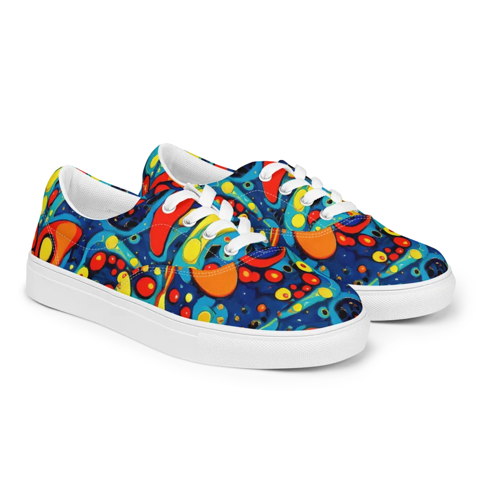 Vivid Amoeba on Men's Lace-Up Canvas Shoes — Right Front
