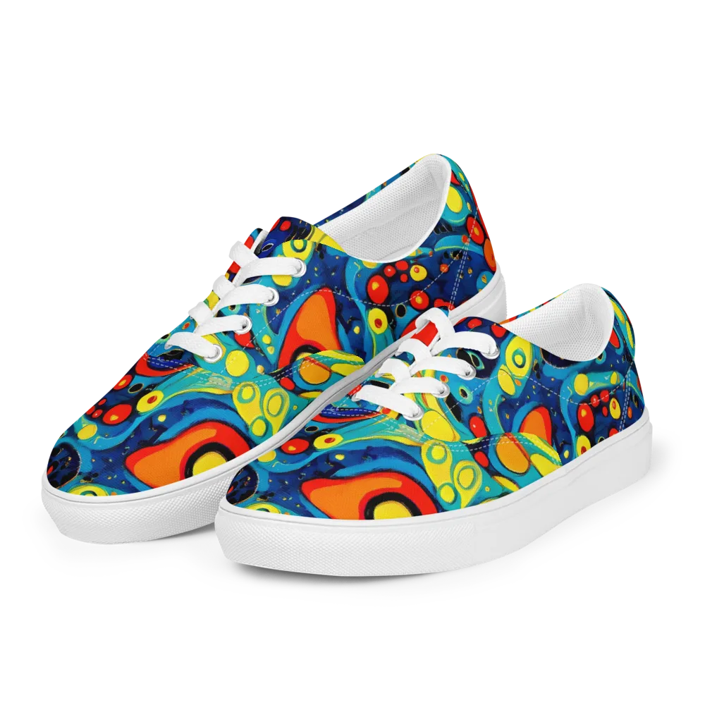 Vivid Amoeba on Men's Lace-Up Canvas Shoes — Left Front