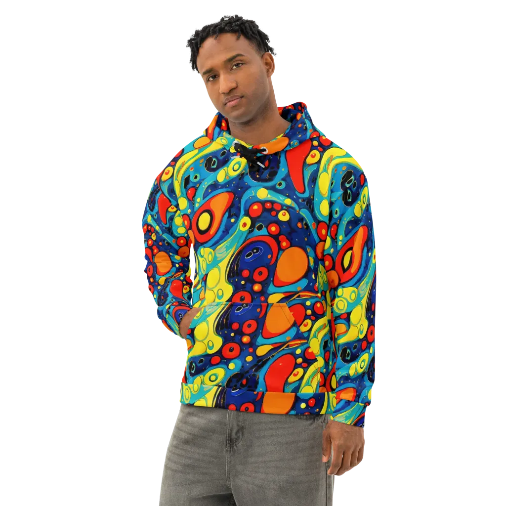 Vivid Amoeba on Cotton Hoodie — Left Front