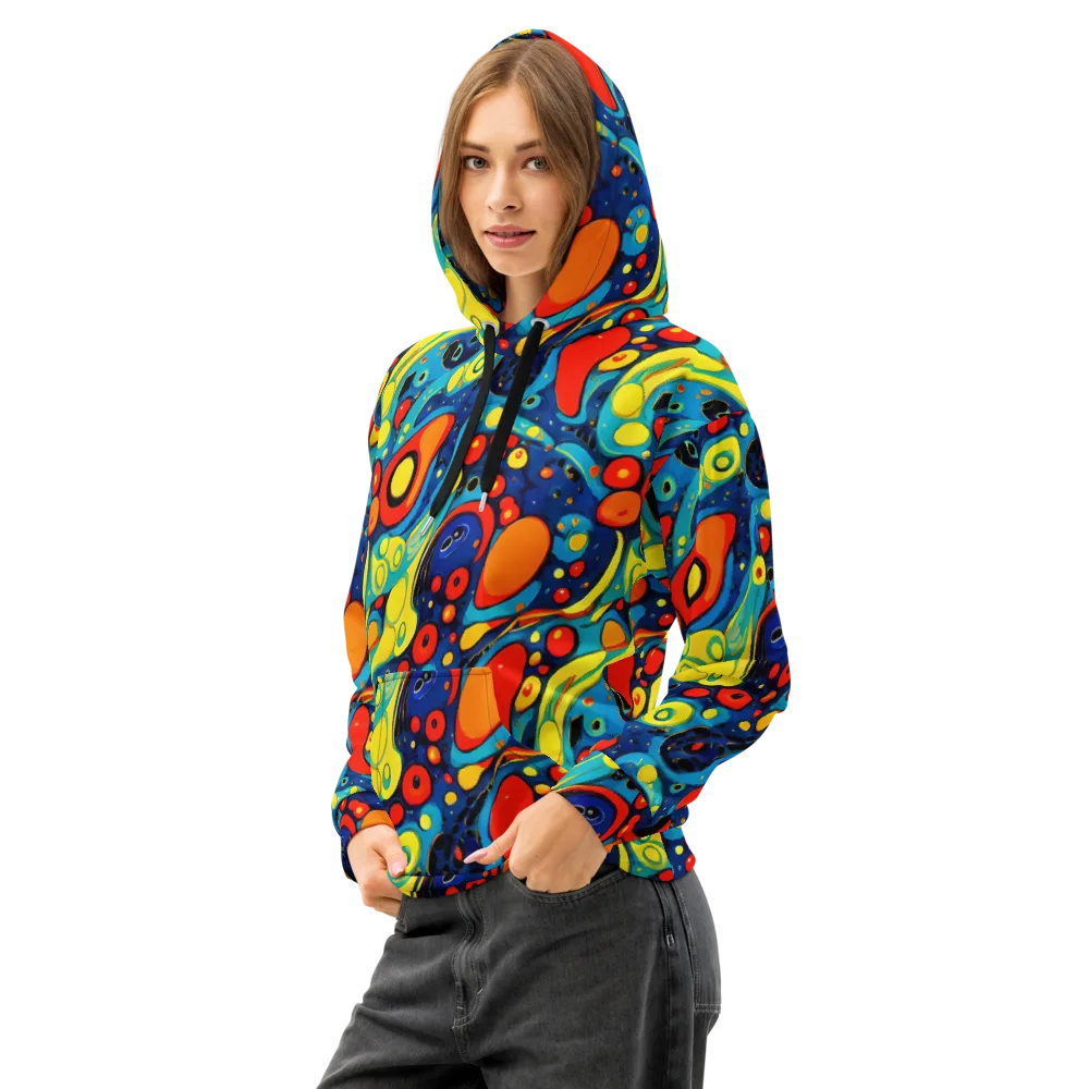 Vivid Amoeba on Cotton Hoodie — Left Front