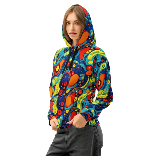 Vivid Amoeba on a Cotton Hoodie