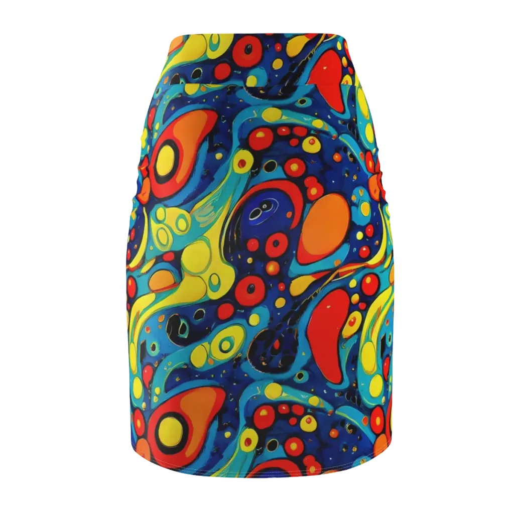 Vivid Amoeba on Pencil Skirt — Back