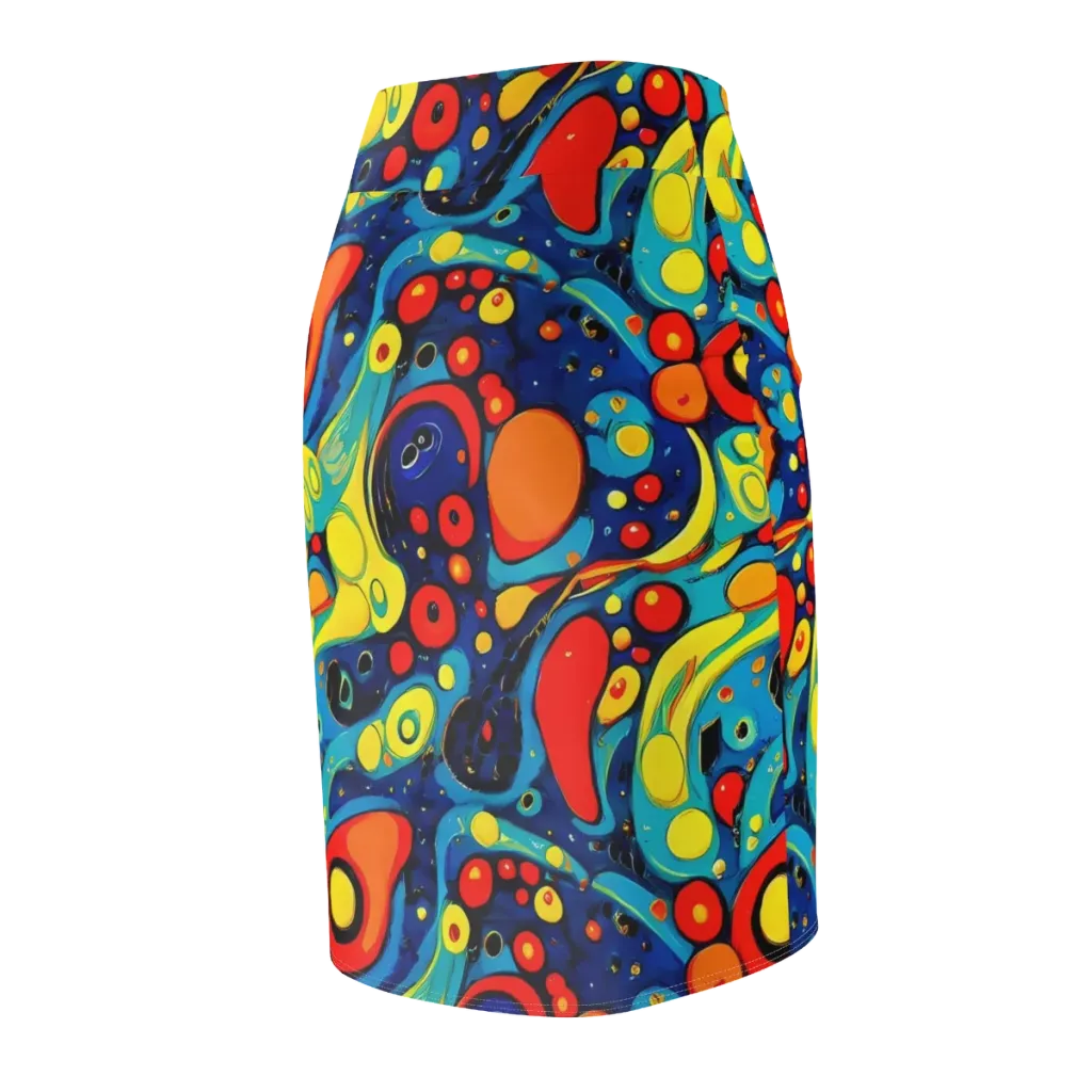 Vivid Amoeba on Pencil Skirt — Back Side