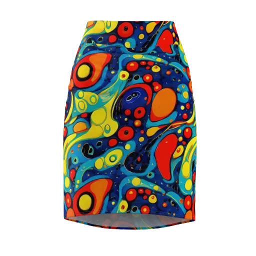 Vivid Amoeba on a Pencil Skirt