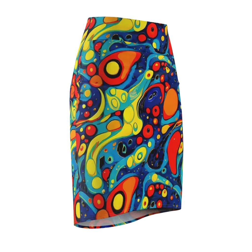 Vivid Amoeba on Pencil Skirt — Front Side
