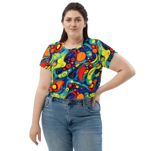 Vivid Amoeba on a Crop Tee