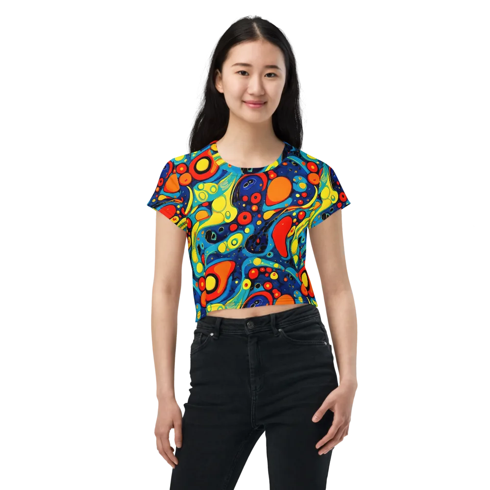 Vivid Amoeba on Crop Tee — Front