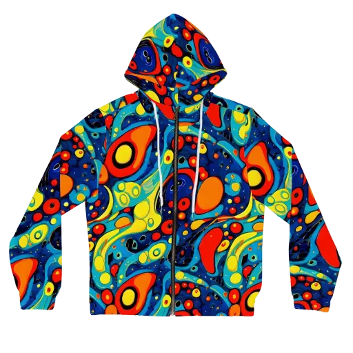 Vivid Amoeba on a Women's Full-Zip Hoodie
