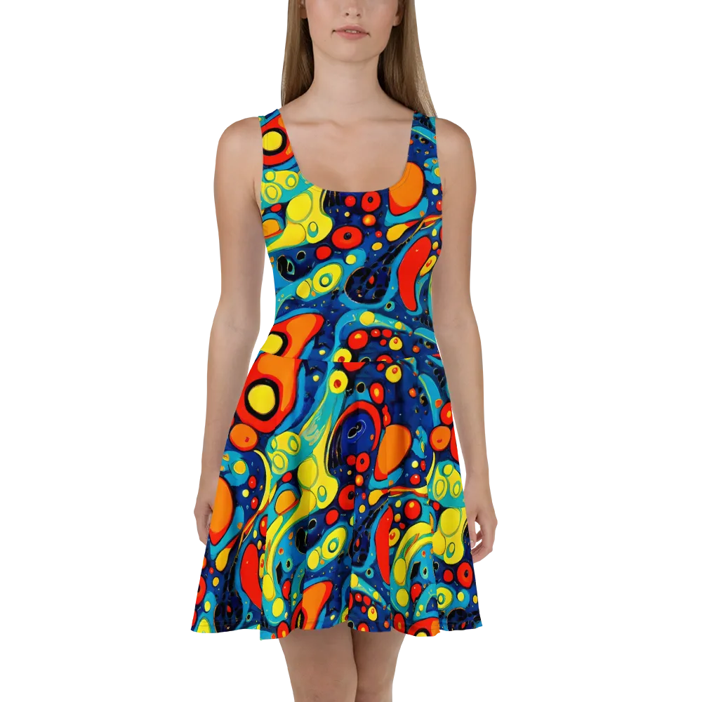 Vivid Amoeba on Skater Dress — Front