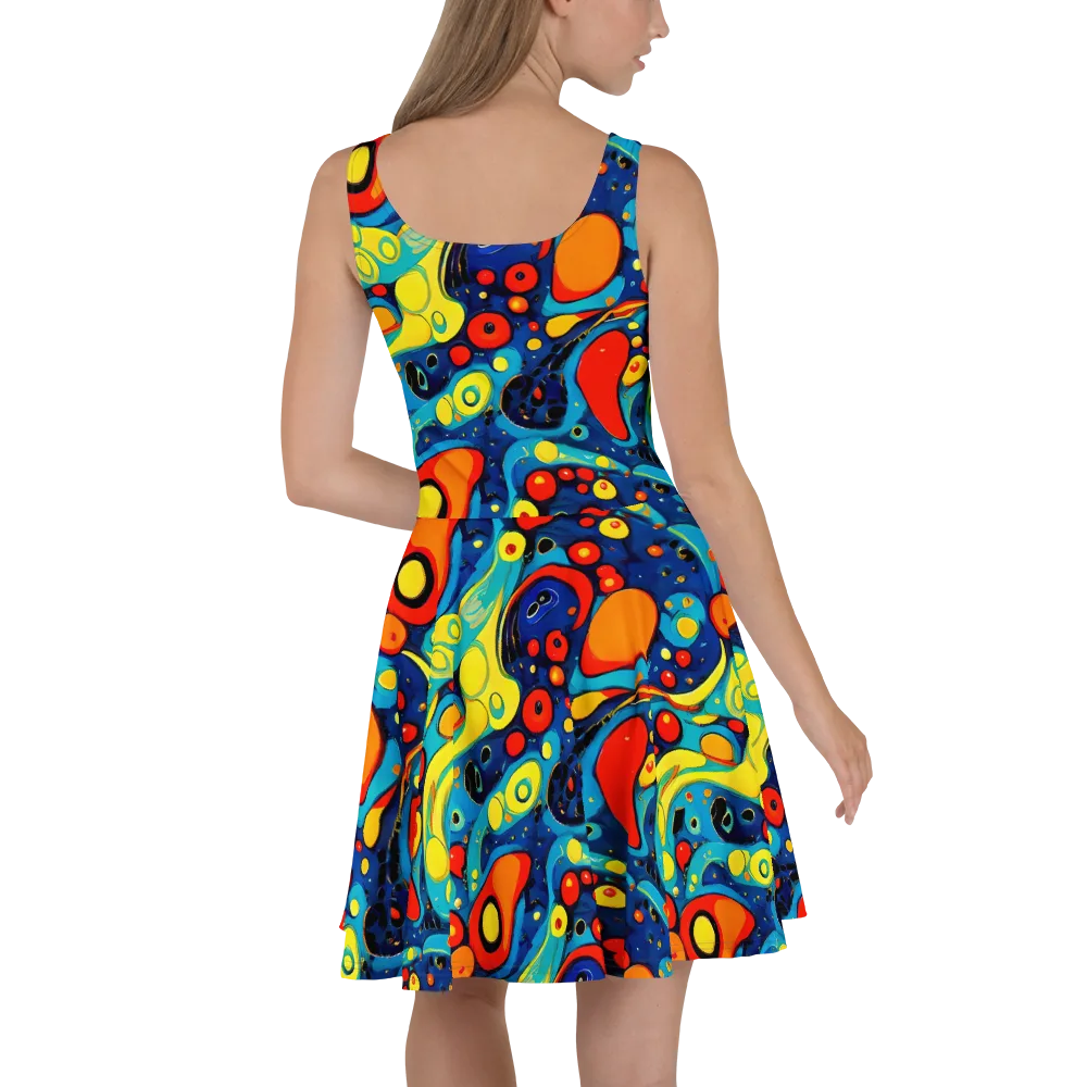 Vivid Amoeba on Skater Dress — Back