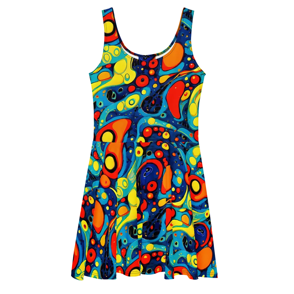 Vivid Amoeba on Skater Dress — Front