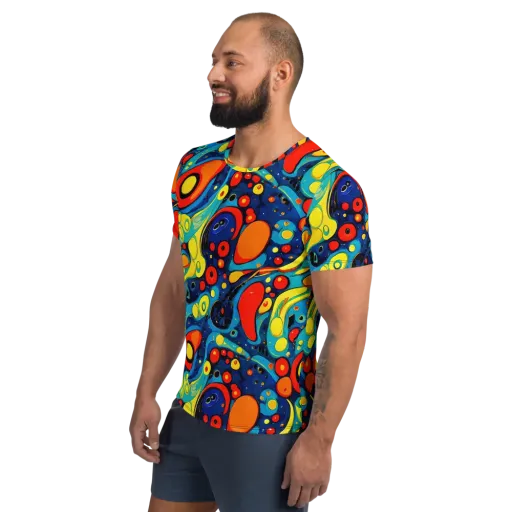 Vivid Amoeba on a Men's Athletic T-Shirt