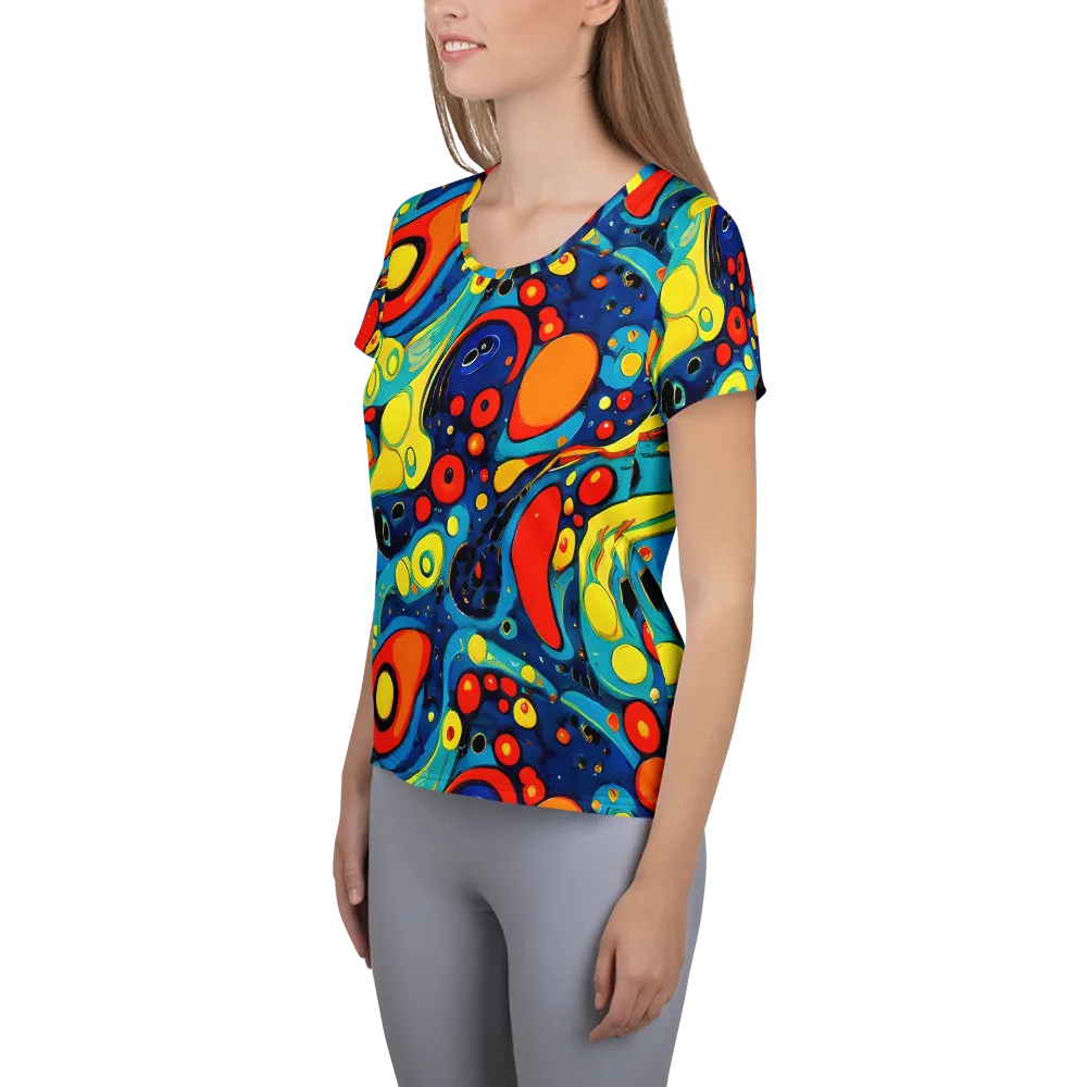 Vivid Amoeba on Women's Athletic T-Shirt — Left