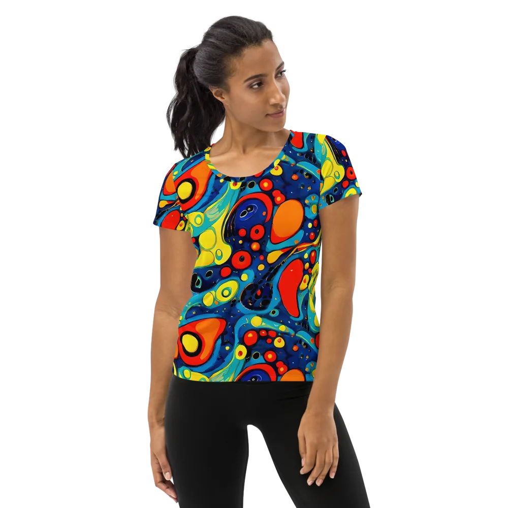 Vivid Amoeba on Women's Athletic T-Shirt — Front