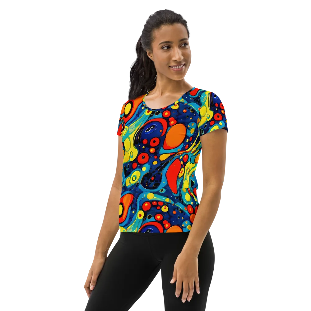 Vivid Amoeba on Women's Athletic T-Shirt — Left