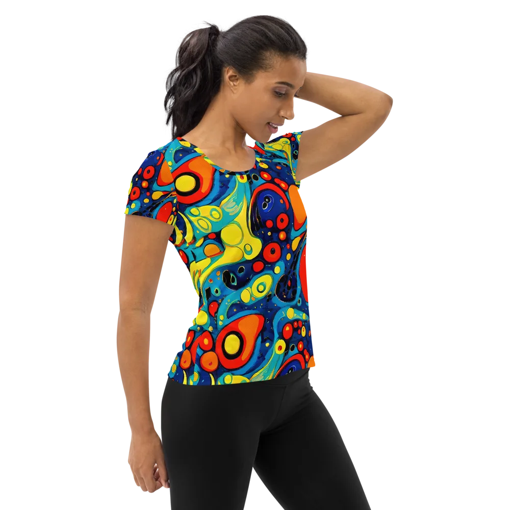 Vivid Amoeba on Women's Athletic T-Shirt — Right