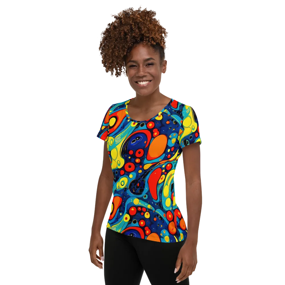 Vivid Amoeba on Women's Athletic T-Shirt — Left