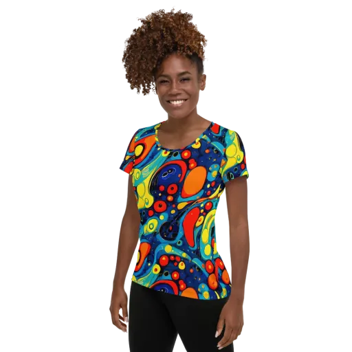 Vivid Amoeba on a Women's Athletic T-Shirt