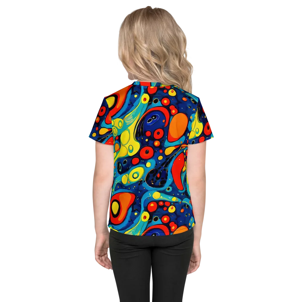 Vivid Amoeba on Kids Crew Neck T-Shirt — Back