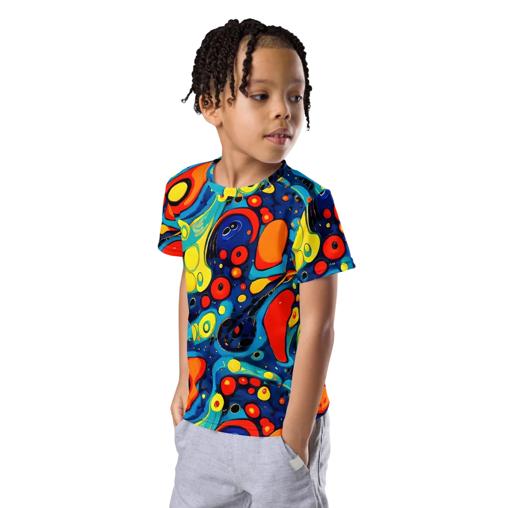 Vivid Amoeba on Kids Crew Neck T-Shirt — Left Front