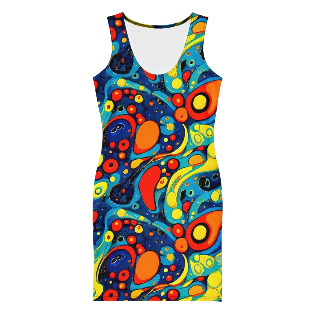 Vivid Amoeba on Bodycon Dress — Front