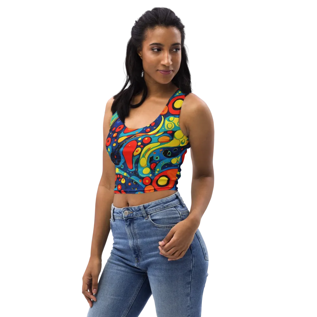 Vivid Amoeba on Crop Top — Left Front