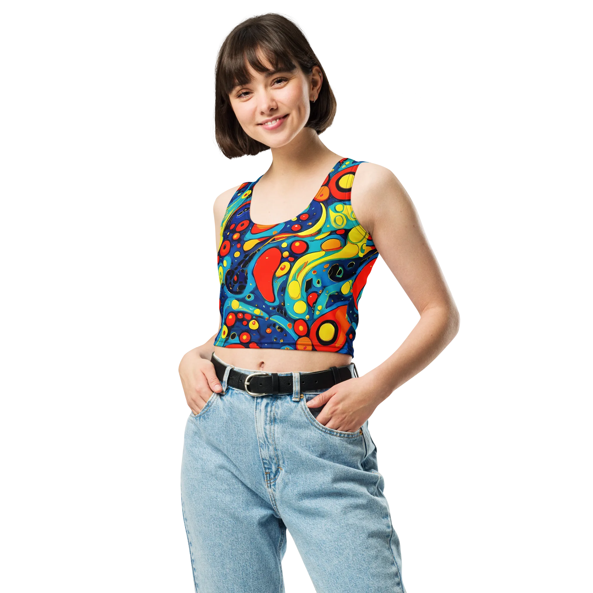 Vivid Amoeba on Crop Top — Front
