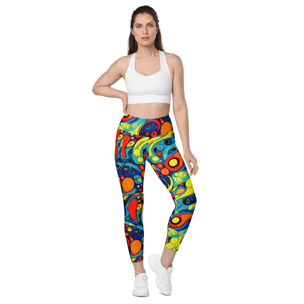 Vivid Amoeba on Leggings with Pockets — Front