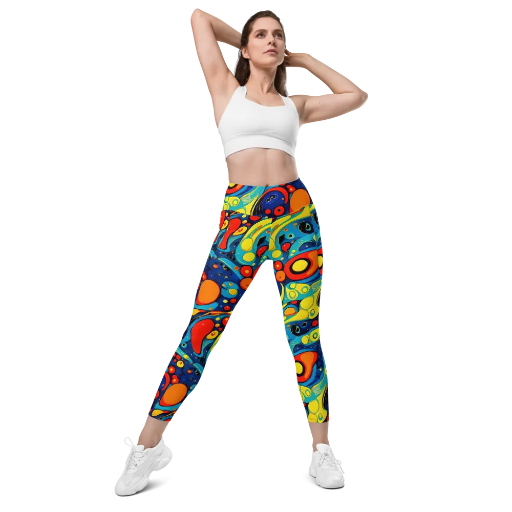 Vivid Amoeba on Leggings with Pockets — Front